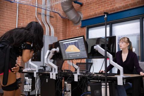 Students working in robotics lab