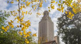 Tower through trees with yellow leaves