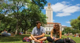 students and tower
