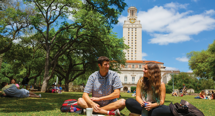 students and tower